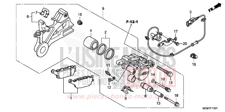 ETRIER DE FREIN ARRIERE (CB600FA) de Hornet ABS MAT PEARL COOL WHITE (NHB44) de 2013